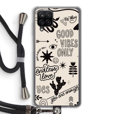 Good vibes: Samsung Galaxy A12 Transparant Hoesje met koord