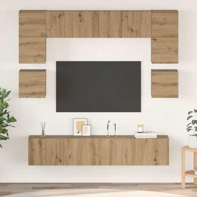 Tv-meubelset 8 pcs artisanaal eikenkleurig 80 x 30 x 30 cm