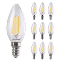 10x E14 LED Filament - 4 Watt 470 lumen - 2700K warm wit licht - kleine fitting - Vervangt 40 Watt - C37 kaarslamp