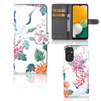 Samsung Galaxy A14 4G Telefoonhoesje met Pasjes Bird Flowers - thumbnail