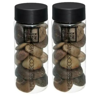 Grote decoratie stenen - bruin - 2x pot 750 gram - hobby - decoratiestenen