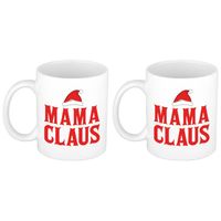 Set van 2x stuks mama Claus mokken/bekers kerstcadeau moeder Kerstmis 300 ml - Bekers - thumbnail