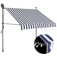 Luifel handmatig uitschuifbaar met LED 150 cm blauw en wit