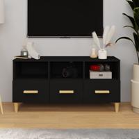Tv-meubel 102x36x50 cm bewerkt hout zwart - thumbnail
