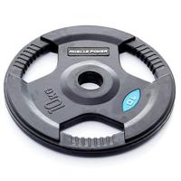 Muscle Power Olympische halterschijf 10 kg, met handgrepen rubber overtrokken 50 mm zwart