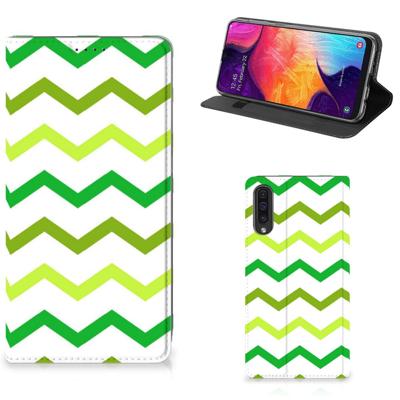 Samsung Galaxy A50 | Hoesje met Magneet | Zigzag Groen
