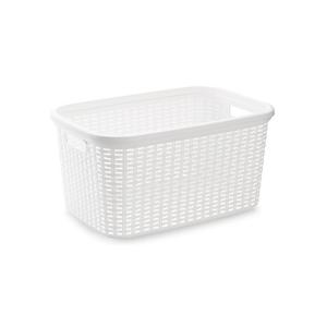 Rotan wasmand - 35 liter - wit - kunststof - badkamer - 53 x 36 x 26 cm