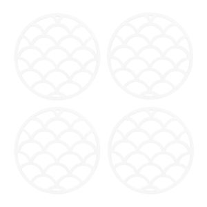 Krumble Siliconen pannenonderzetter rond met schubben patroon - Wit - Set van 4