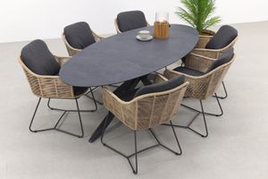 Belmond naturel/Privada 240x107 - Ovale tuinset - 7-delig