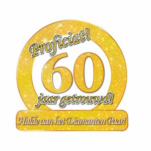 Huldebord Proficiat 60 jaar getrouwd! verkeersbord goud