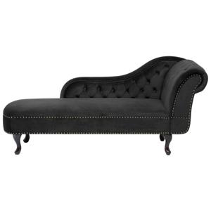 Beliani NIMES - Chaise longue-Zwart-Fluweel