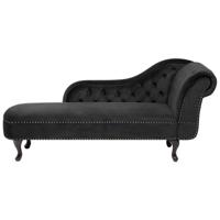 Beliani NIMES - Chaise longue-Zwart-Fluweel - thumbnail