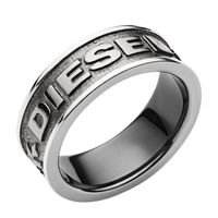 Diesel DX1108060 Ring Logo staal zilverkleurig-zwart