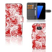 Telefoonhoesje met Naam Samsung Galaxy S7 Edge Angel Skull Rood