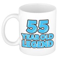 Verjaardag cadeau mok 55 jaar - al zo oud - legende - blauw - 300 ml - keramiek