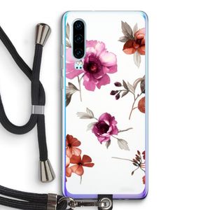 Geschilderde bloemen: Huawei P30 Transparant Hoesje met koord