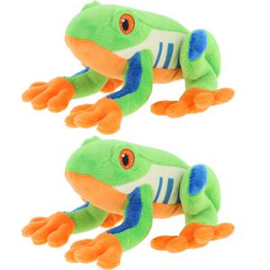 Keel Toys pluche Boomkikker knuffeldier - 2x - multi kleuren - zittend - 15 cm