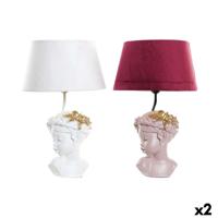 Bureaulamp DKD Home Decor Rood Hars Licht Roze 220 V 50 W 30 x 30 x 49 cm (2 Stuks)