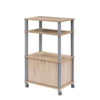 Keukenrek met Wielen Keukenwagen met Planken & Kast Staand Rek voor Keuken Eetkamer Serveerwagen voor Magnetron