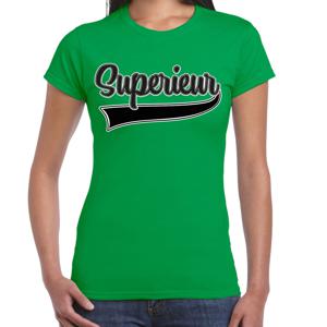 Verkleed T-shirt voor dames - superieur - groen - foute party - carnaval