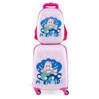 2-delige Kinder Koffer + Rugzak van Kunststof Kindertrolley Kind Bagage 12"+16" Zeemeermin