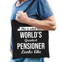 Pensioen cadeau tas - Leukste Gepensioneerde - zwart - VUT - tote bag/shopper Pensioen cadeau tas - Leukste Gepensioneerde - zwart - VUT - tote bag/shopper