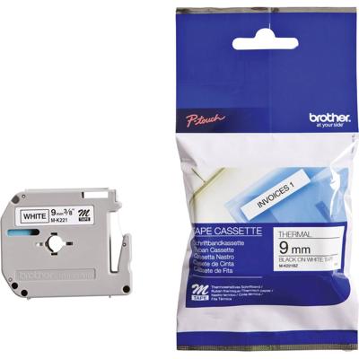 Brother M-K221 Labeltape Kunststof Tapekleur: Wit Tekstkleur: Zwart 9 mm 8 m