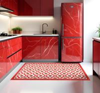 Hydraulisch rood vinyl vloerkleed keuken