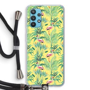Flamingo party: Samsung Galaxy A32 4G Transparant Hoesje met koord