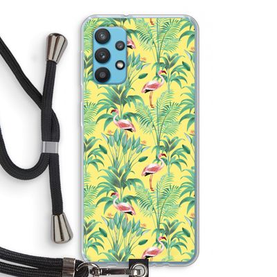 Flamingo party: Samsung Galaxy A32 4G Transparant Hoesje met koord