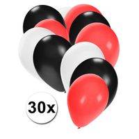 30 ballonnen wit-zwart-rood - thumbnail