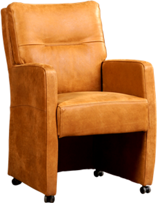 Cognac leren landelijke eetkamerfauteuil Sharp - Kenia Leer Cognac (cognac leer)