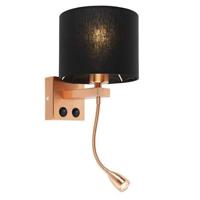 QAZQA Art deco wandlamp koper met zwarte kap - Brescia - thumbnail