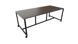 Verrijdbare vergadertafel 4811 - 240 x 108 cm. - Zwart - Eiken donker