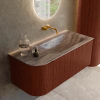 Badmeubel Mondiaz Kurve-Dlux | 105 cm | Meubelkleur Ruby | Wastafelkleur Oza | Solid surface | Wasbak rechter zijde spoelbak | Zonder kraangat(en) Badmeubel Mondiaz Kurve-Dlux | 105 cm | Meubelkleur Ruby | Wastafelkleur Oza | Solid surface | Wasbak rechter zijde spoelbak | Zonder kraangat(en)