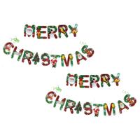 Kerst slingers Merry Christmas - 2x - groen/rood - 500 cm - papier - kerstversiering - thumbnail