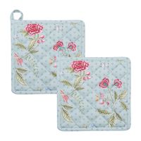 HAES DECO - Set van 2 Pannenlappen - 20x20 cm - 100% Katoen - Bloom Like Wild Flowers - thumbnail