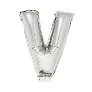 Opblaasbare letter ballon V zilver