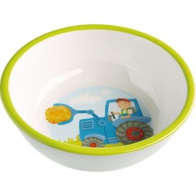 Haba kom tractor junior 15,5 cm melamine wit/groen Haba kom tractor junior 15,5 cm melamine wit/groen