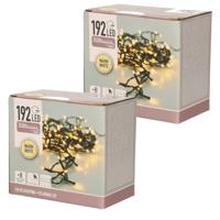 Kerstverlichting - 2x - op batterij - warm - wit - 192 lampjes - 15 meter