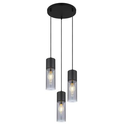 Globo Strakke hanglampAnnika 3-lichts zwart rond - 21000-3HB