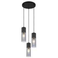 Globo Strakke hanglampAnnika 3-lichts zwart rond - 21000-3HB