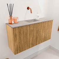 Toiletmeubel Mondiaz Joya Dlux | 80 cm | Meubelkleur Oak | Faye wastafel Glace Wasbak Midden | Zonder kraangat(en)