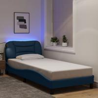 Bedframe met LED zonder matras "Hvar" 90x190 cm stof blauw
