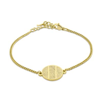 Gepersonaliseerde vingerafdrukken armband rond - Stainless steel - Goud - 3 vingerafdrukken