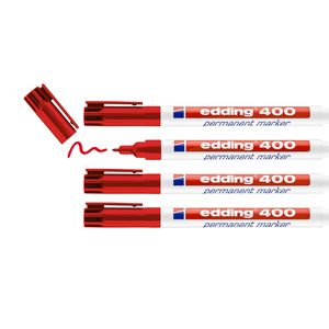 edding 400/4 permanent marker blister - rood - 4 stuks - 1mm