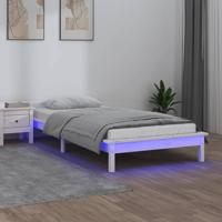 Bedframe LED massief hout wit 75x190 cm 2FT6