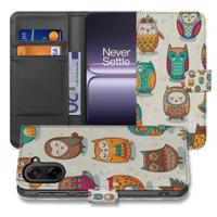 Portemonnee Hoesje OnePlus Nord CE 5 Vrolijke Uilen Pasjeshoesje