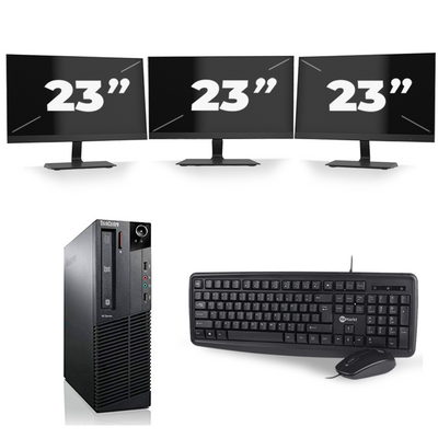 Lenovo ThinkCentre M93p SFF - Intel Core i7-4e Generatie - 16GB RAM - 256GB SSD - Windows 10 + 3x 23 inch Monitor