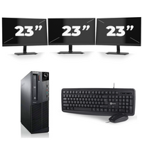 Lenovo ThinkCentre M93p SFF - Intel Core i5-4e Generatie - 8GB RAM - 256GB SSD - Windows 10 + 3x 23 inch Monitor